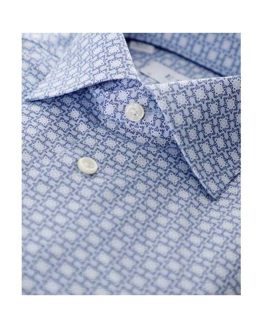 Eton of Sweden Blue Contemporary Fit Geo Print Shirt for men