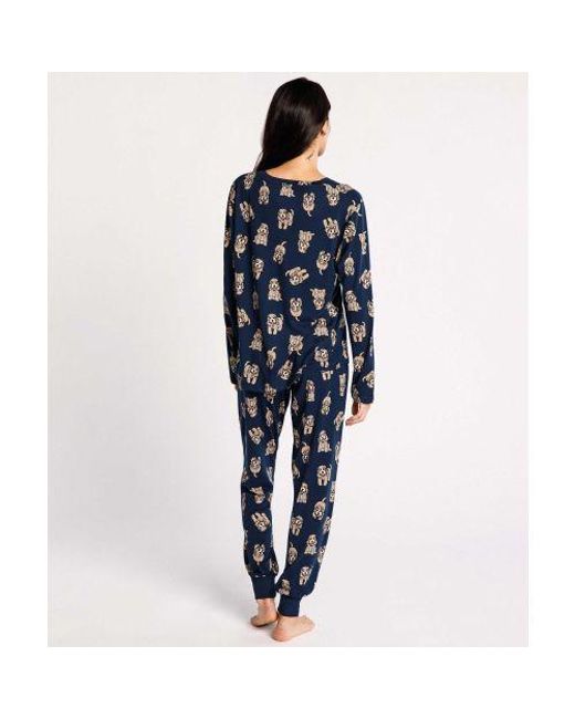 Chelsea Peers Blue Cockapoo Print Long Pyjamas