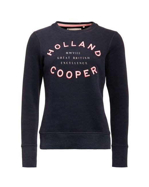 Holland Cooper Blue Varsity Crew Sweatshirt