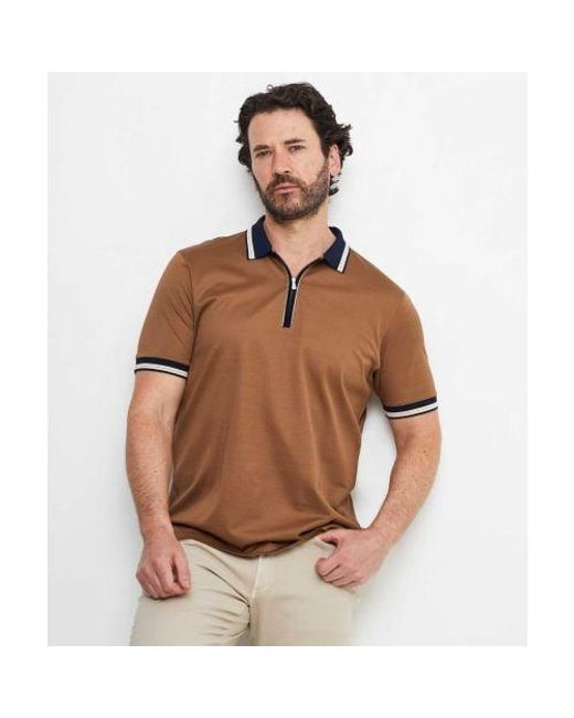 Gran Sasso Brown Zip Tennis Polo Shirt for men
