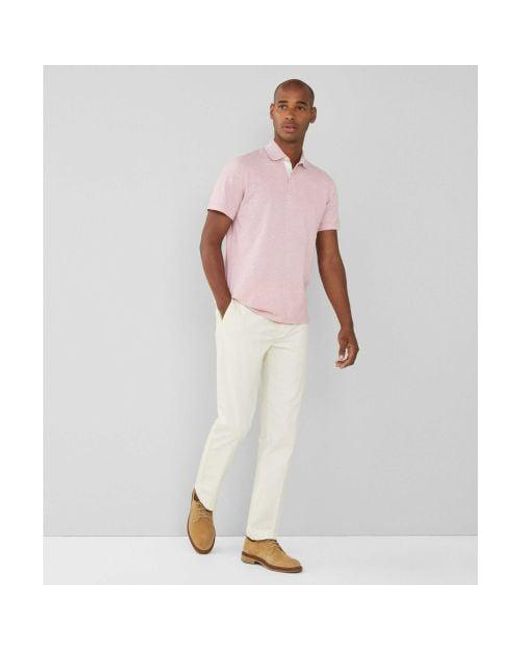 Hackett Pink Cotton Linen Fil-à-fil Polo Shirt for men
