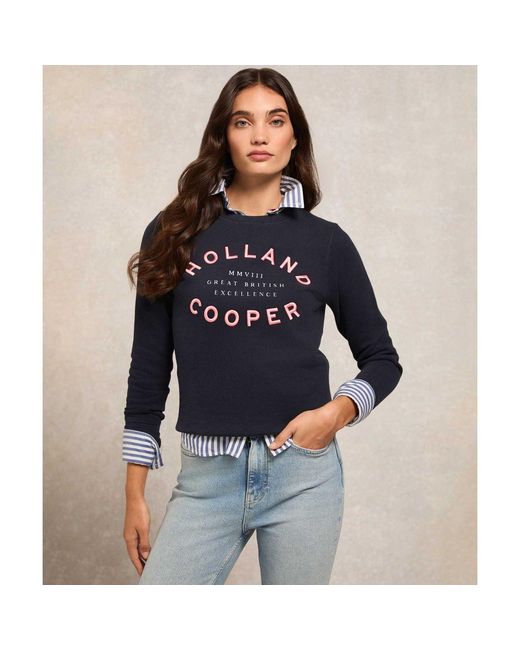 Holland Cooper Blue Varsity Crew Sweatshirt