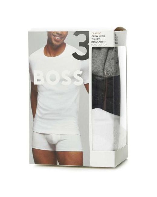Boss White Regular Fit T Shirts 3 Pack for men