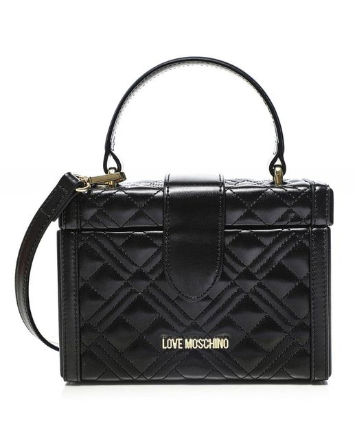 Love Moschino Black Quilted Crossbody Box Bag
