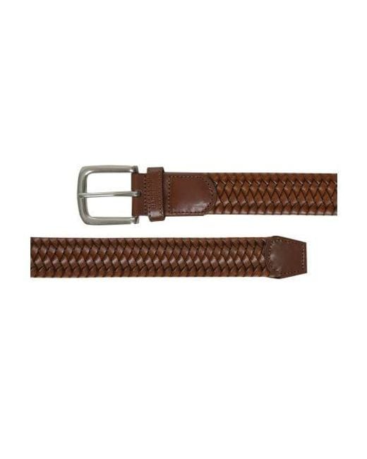 Hackett Brown Leather Braided Belt for men