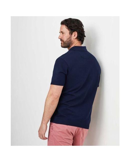 Hackett Blue Knitted Pique Polo Shirt for men