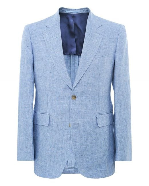 Hackett Blue Hopsack Delave Linen Jacket for men