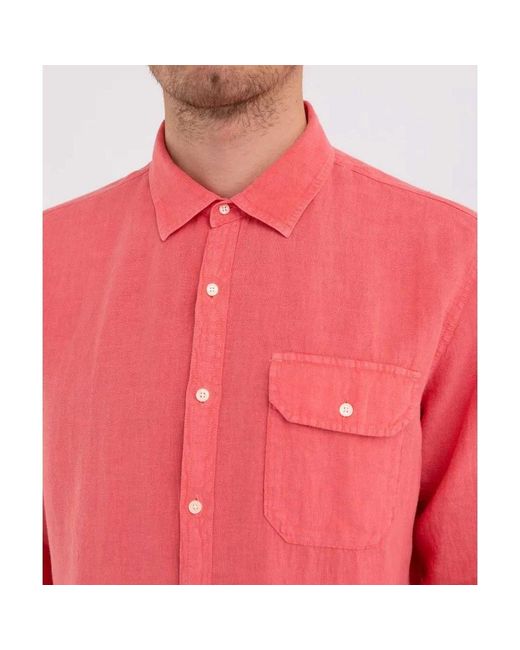 Replay Pink Linen Pocket Shirt for men