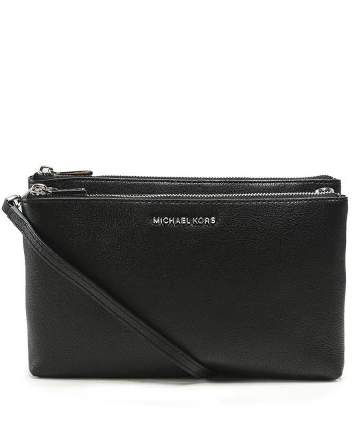 Michael Kors Black Adele Leather Double Zip Crossbody Bag