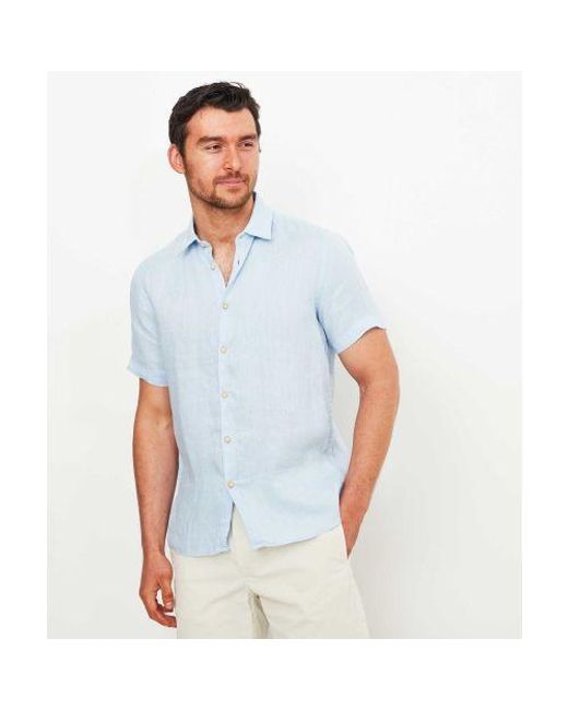 Sseinse Blue Linen Short Sleeve Shirt for men