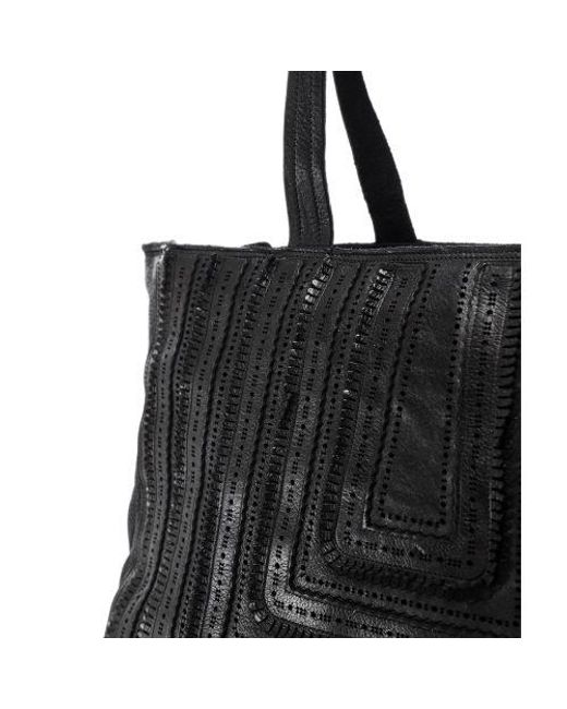 Campomaggi Black Leather Shopper Bag