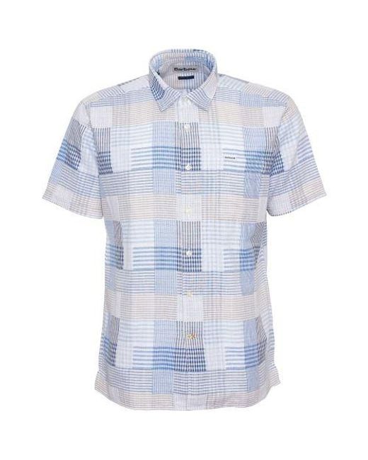 Barbour Blue Short Sleeve Oakshore Shirt for men