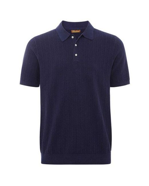 Stenstroms Blue Knitted Linen Polo Shirt for men