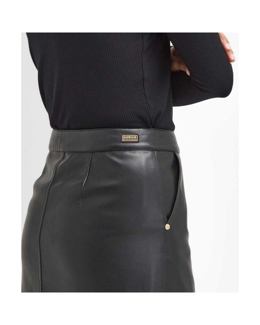 Barbour Black Aria Faux Leather Midi Skirt