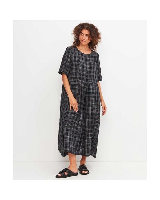 Oska Gray Linen Check 522/1306 Dress