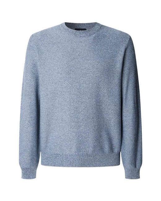 Hackett Blue Mouline Crew Neck Jumper for men