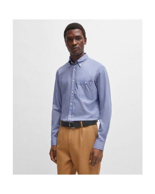 Boss Blue Slim Fit S-roan Oxford Shirt for men