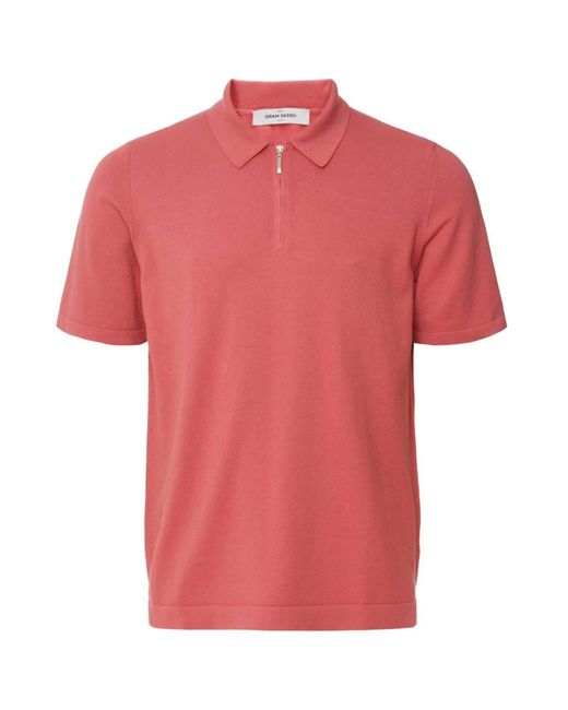 Gran Sasso Red Zip Tennis Polo Shirt for men