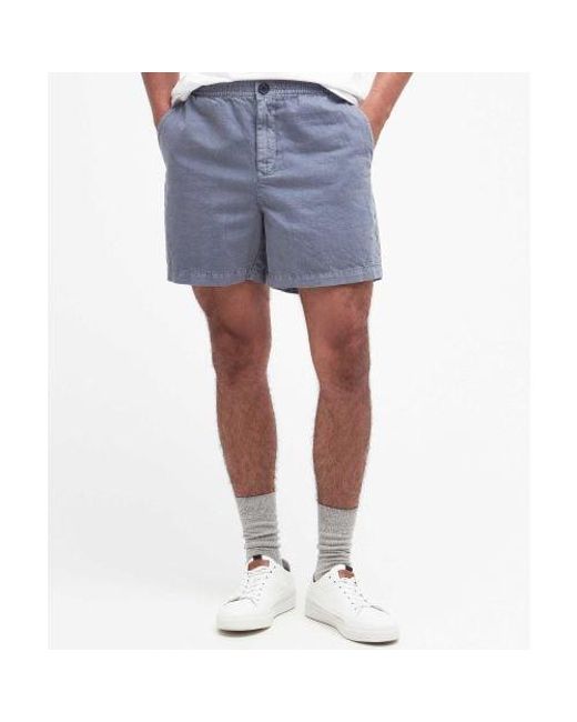 Barbour Blue Linen Mix Melonby Shorts for men