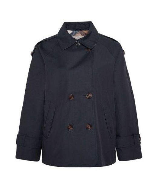 Barbour Blue Cropped Annie Trench Coat