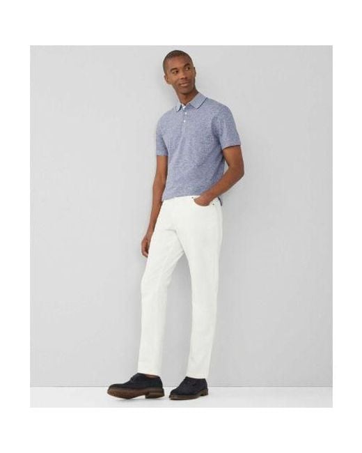 Hackett Blue Cotton Linen Fil-à-fil Polo Shirt for men
