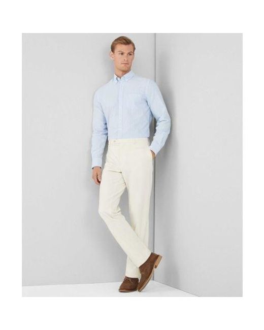 Hackett White Slim Fit Striped Oxford Shirt for men