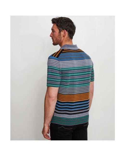 Paul Smith Blue Merino Striped Polo Shirt for men