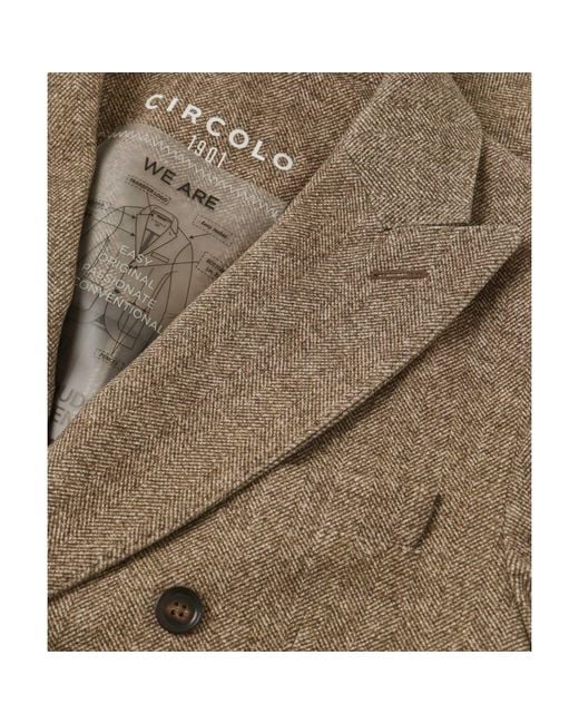 Circolo 1901 Brown Herringbone Double-breasted Jacket for men