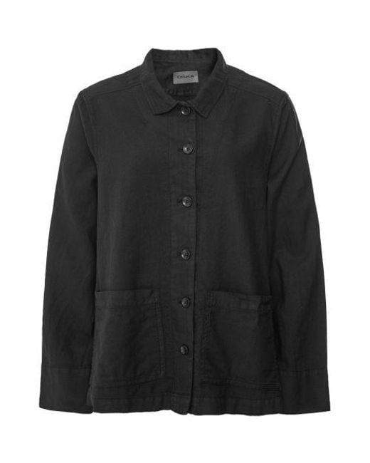 Oska Black Cotton-linen Casual Jacket
