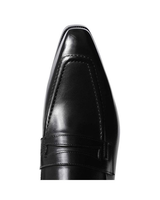 Jules B Black Leather Penny Loafers for men