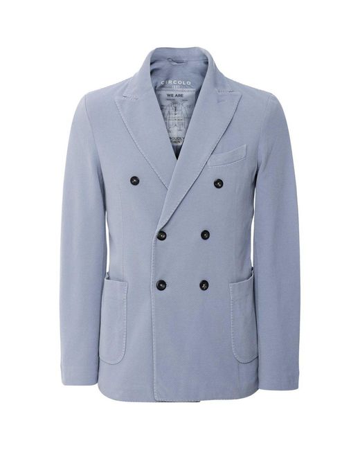 Circolo 1901 Blue Slim Fit Db Oxford Blazer for men
