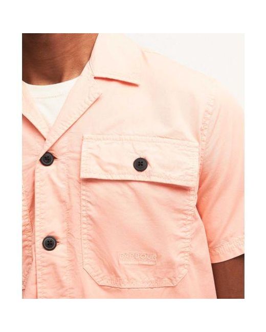 Barbour Pink Short Sleeve Belmont Shirt for men