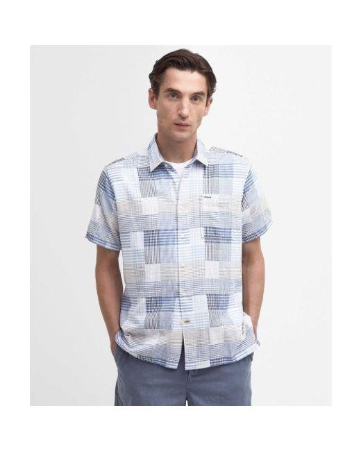 Barbour Blue Short Sleeve Oakshore Shirt for men