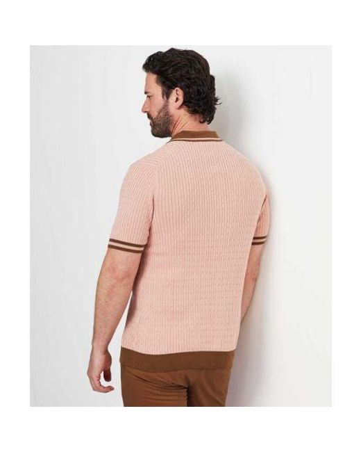 Gran Sasso Pink Textured Knit Tennis Polo Shirt for men