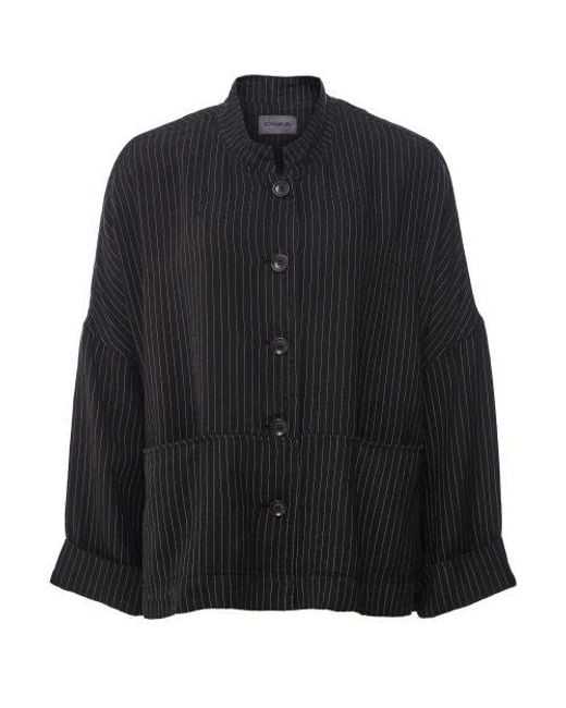 Oska Black Linen Pinstripe Jacket
