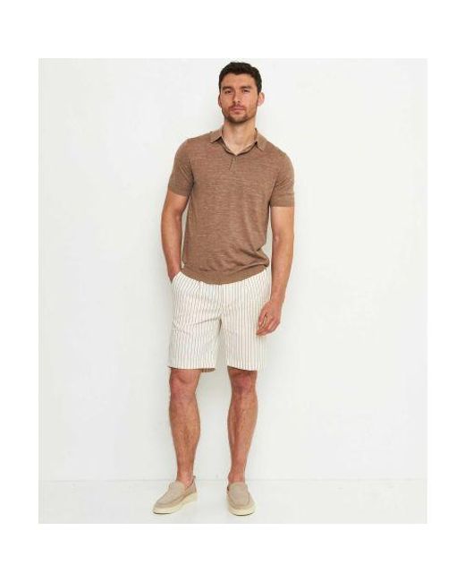 Sseinse White Cotton Striped Shorts for men