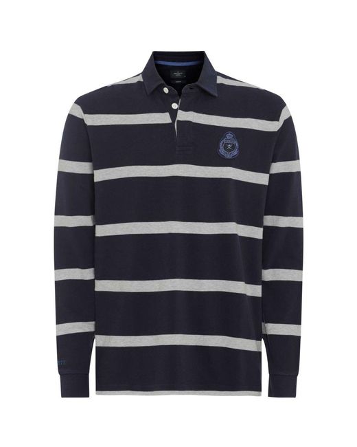 Hackett Blue Heritage Striped Rugby Shirt for men