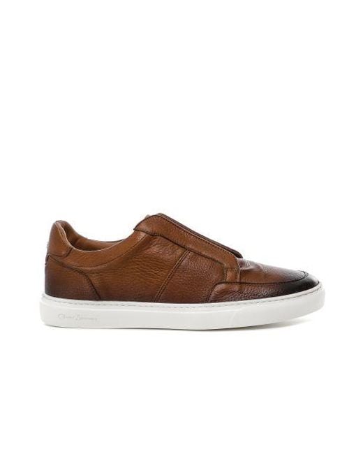 Oliver Sweeney Brown Leather Rende Trainers for men