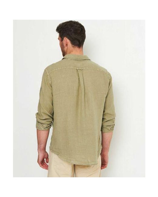 Belstaff Green Garment Dyed Linen Scale Shirt for men