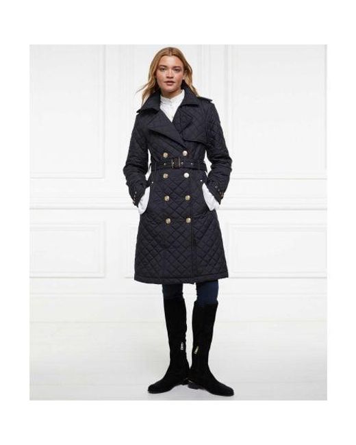 Holland Cooper Blue Enstone Quilted Trench Coat