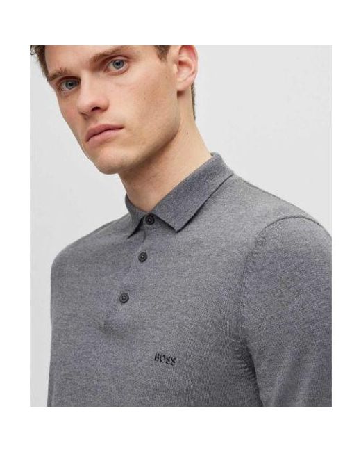 BOSS Merino Bono l Polo Shirt in Grey for Men Lyst UK