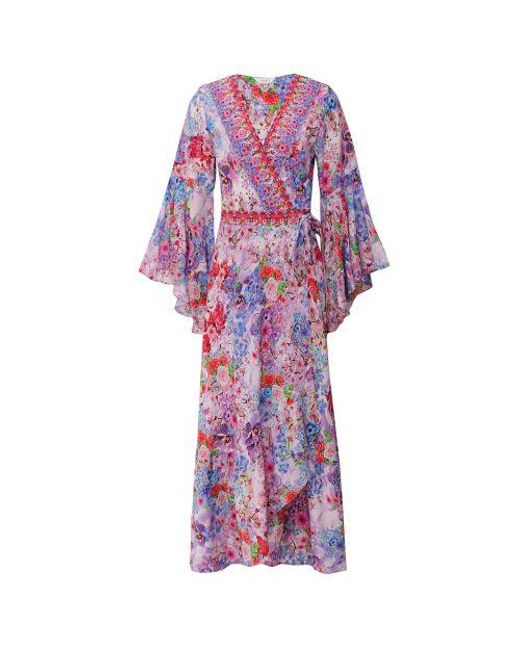 Inoa Purple Silk Daisy Maxi Dress