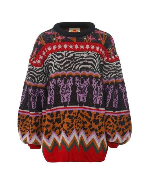 Farm Rio Multicolor Zebra Anika Jacquard Jumper