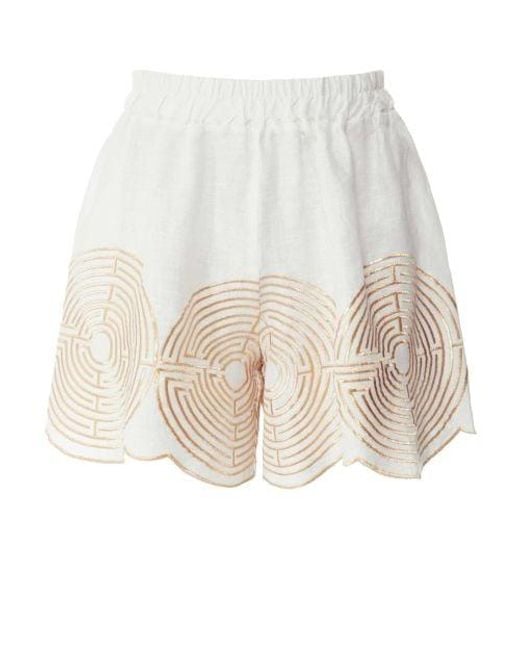 Greek Archaic Kori Natural Circle Linen Shorts