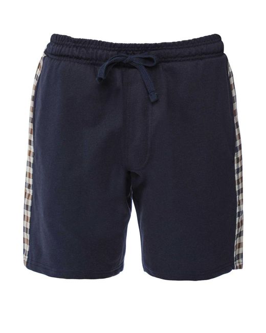 Aquascutum Blue Club Check Side Shorts for men