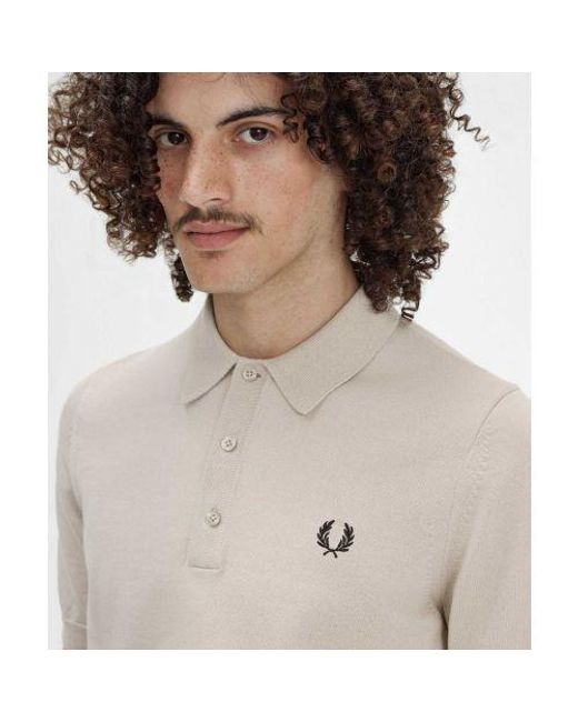 Fred Perry Gray Classic Knitted Polo Shirt for men