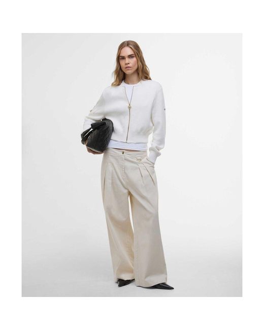Barbour White Knitted Priya Bomber Jacket