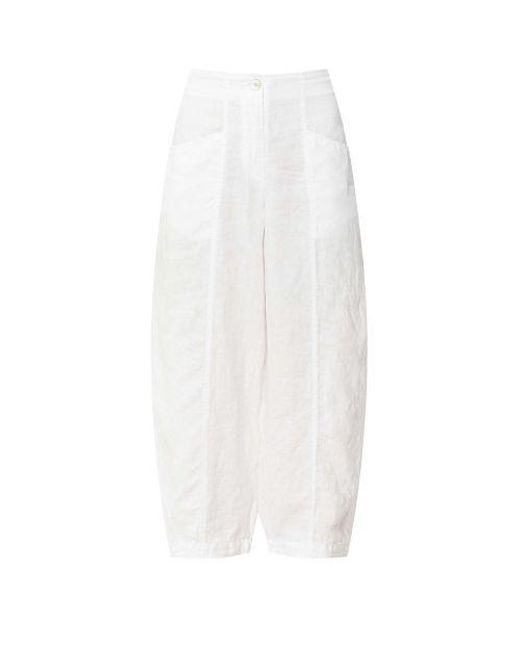 Oska White Cropped Linen Trousers