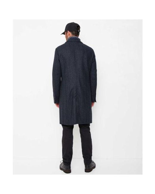 Baldessarini Blue Herringbone Bib Overcoat for men