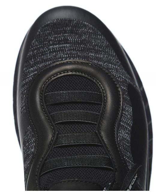 geox black leather trainers